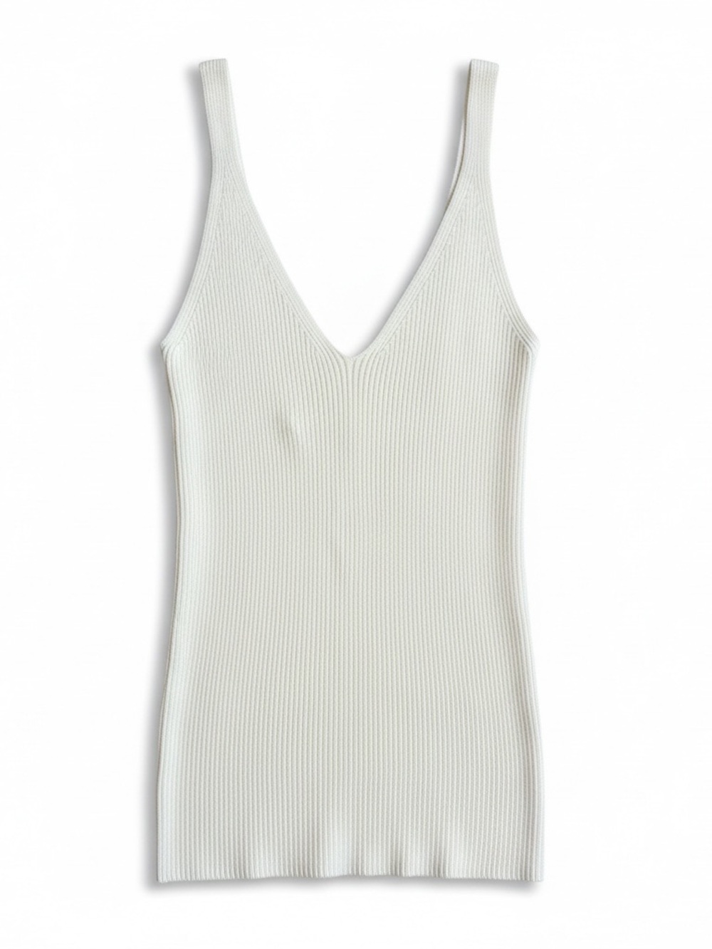 Mango Cream Ribbed Knit Sleeveless Top